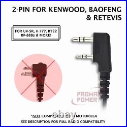 10x 2-Wire Acoustic PTT Earpieces for Kenwood Baofeng Retevis Radios TK-3100