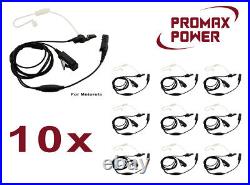 10x Acoustic Tube 2-Wire PTT Mic Earpiece for Motorola Radios XPR3300e, XPR3500