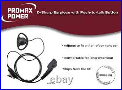 10x D-Shaped Earpiece Headset with PTT for Hytera 2-Way Radios PT560, PD700, PD780