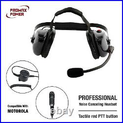 Black Noise Cancelling Headset with PTT for Motorola Radios XPR3500, DP3441, XiR