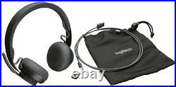 Black Wireless Bluetooth Folding Headset, Unifying+ Audio Receiver, Microphone